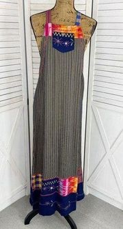 Faith by Celia Foster Art To Wear Striped Patchwork Boho Jumper Maxi Dress XS