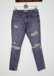 Grlfrnd Karolina Relaxed High Rise Skinny Crop Distressed Jeans