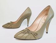 Gucci Charlotte Mud Nappa Leather Bow Pumps