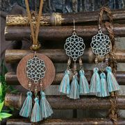 Boho Zinc Alloy Wood Retro Design Tribal Necklace & Earrings Set