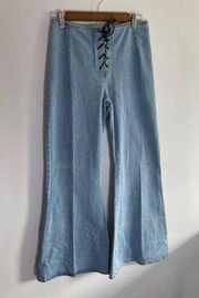 Vintage Lace Up Bell Bottom Flare Jeans Paris Blues 90s Denim Size 9