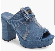 Magda Denim Mule Heel Sandal 7.5