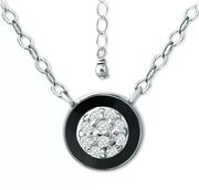 Giani Bernini Cubic Zirconia & Enamel Circle Pendant Necklace in Silver/Black