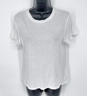 Enza Costa REVOLVE Women's NEW Recycled Cotton Girl Tee Slub Knit Top Sz M White