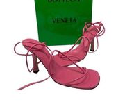 BOTTEGA VENETA 930$ The Line Pink Milkshake Square Toe Heel Strap Sandal Leather