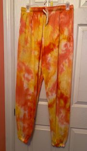 Sunset Tie Dye Waffle Knit Sweatpants