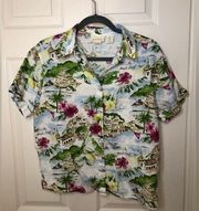 Cynthia Rowley 100% linen button up top with Amalfi Coast print