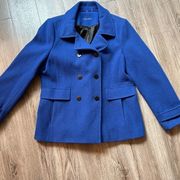 Calvin Klein Wool Blend Royal Blue Double Breast Peacoat Size 14