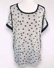 Short Sleeve Shirt Soft Knit Star Print Size Large