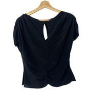 Milly Black Silk Button Back Cap Sleeve Short Sleeve Blouse 8