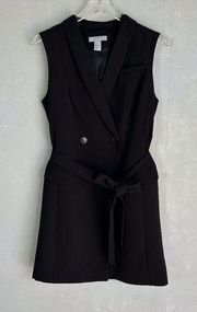 size 8 double breasted black blazer vest belted vest dress lined