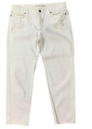 Michael Kors Boyfriend Distressed Cropped Mid Rise White Jeans Women’s Size 4