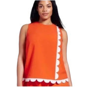 Victoria Beckham x Target Womens Top Size 3X Orange White Mod Scallop Trim