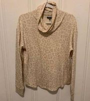 Beige Leopard Cowl Neck Sweatshirt NWT