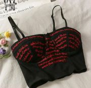 YornMona Letters Embroidery Sexy Camis Tops Women Basic Streetwear Strap Shorbla