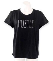 Rae Dunn Tee “HUSTLE ” Cotton Blend Black Short Sleeve T-Shirt Size S NEW