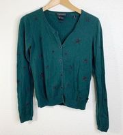 Maison Scotch Emerald Green Star Print Button Front Cardigan Size 2