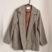Double Breasted Textured Blazer Size XS Brown