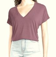 Forever 21 Soft Oversized Mauve V-neck T-Shirt