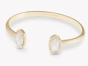 Kendra Scott Elton Gold Cuff Bracelet White Mother of Pearl Stones