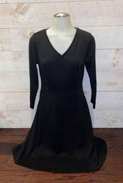 MERONA Women’s Black V-Neck 3/4 Sleeve Dress Size XS