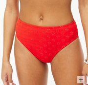 J. Crew Mid-rise Eyelet Bikini Bottom Red XXS New BP342