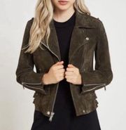 Olive Suede Moto Jacket - Size XS - 100% Leather