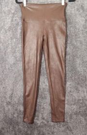 Faux leather leggings brown women's size large