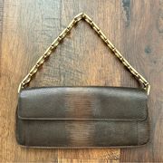 COLE HAAN bronze metallic leather baguette bag / clutch, NWOT