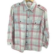 Current Elliot Women's The Perfect Shirt Indigo Mixed Gingham Shirt Size 1 Small