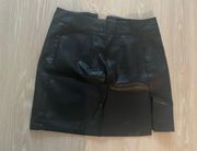 Leather Mini Skirt With Slit