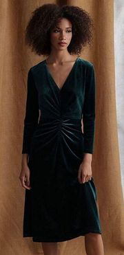 Velvet Shirred Midi Dress