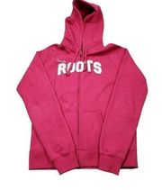 Roots Canada 73 Athletics Full Zip Spell Out Hoodie Women's Size Small Pink