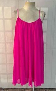 Gianni Bini hot pink loose swing fit button back sundress size large