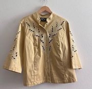 Bob Mackie Wearable Art Pale Yellow Embroidered Jacket NWT