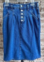 Anthropologie Pilcro Blue Jean Skirt Size 4 Front Button Pleaded Pockets…