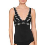 NWOT ROBIN PICCONE Naomi Tankini Top In Black/ White S