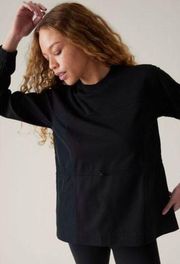 Athleta Crew Neck Cinched Lightweight Sweatshirt in Black. XS