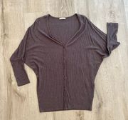 Mauve Ribbed Cardigan Sweater Size S 