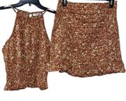 Paper crane Floral Print Skirt Set(Size Small)