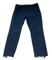Denim Co. Black Stretch Denim Jeans with Raw Hem - Women's Size 14