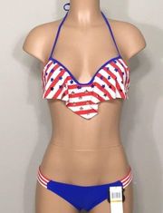 Patriotic Stars and Stripes push-up bikini.