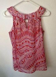 TRINA TURK Keyhole Sleeveless Blouse Geometric Pink Pattern Size P