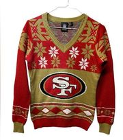 NFL Women's V-Neck christmas holiday festive pullover Sweater size small