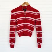 Forever 21  Red Striped Mock Neck Sweater