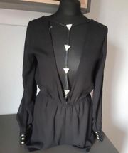 Zio Black romper with leather choker and tie back