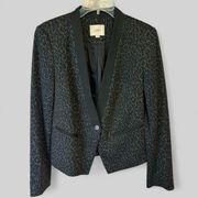 Loft asymmetric 1 button, dark leopard print trendy retro blazer, size 8