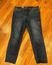 Kut From The Kloth Carlo Jeans Womens Size 14 Blue Skinny Ankle Frayed Hem