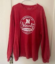 Nebraska hustlers oversized corded crewneck woman’s size XL red color