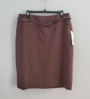 Apt. 9 Stretch Brown Straight Pencil Belted Skirt 14